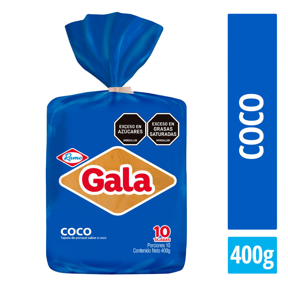 Ponqué Gala bloque coco x10 tajadas x400g