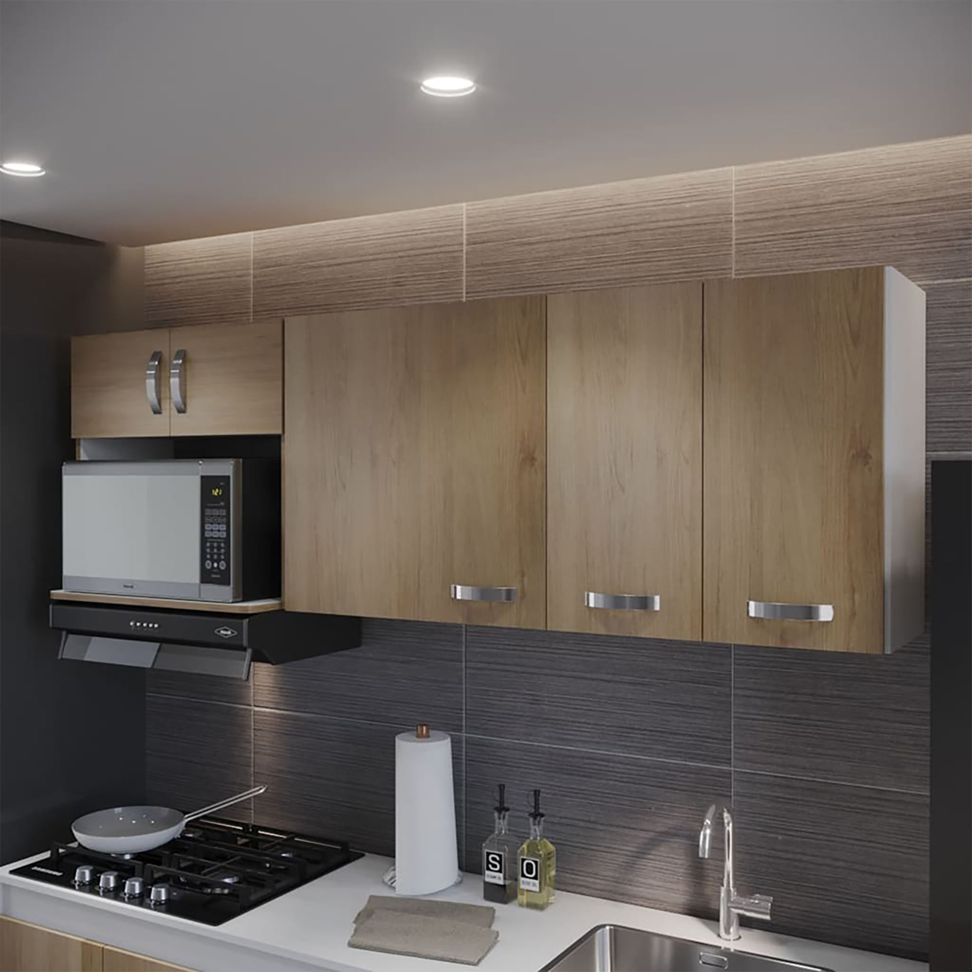 Gabinete superior para cocina en 120 cm en MDP incluye locero y porta vasos Rovere