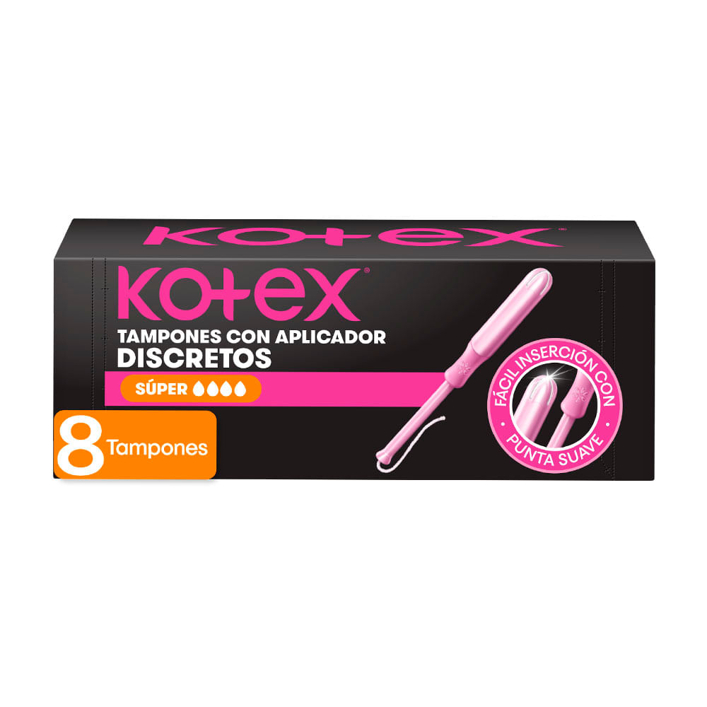 Tampones Kotex aplicador flujo muy intenso x8und