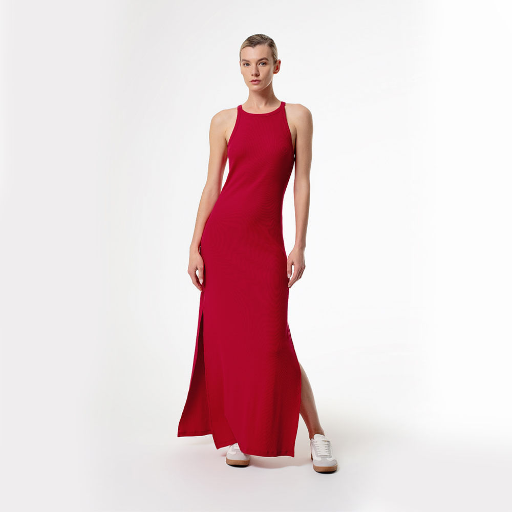 Vestido Largo Manga Sisa en Algodón Femenino Leqo GEF
