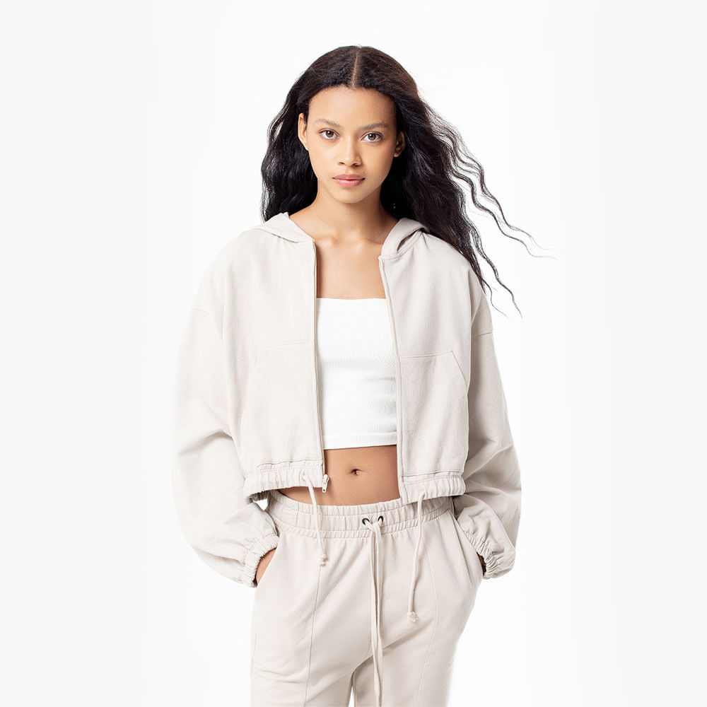 Buzo con Capucha en Fleece Algodón Femenino Liso Lixir GEF