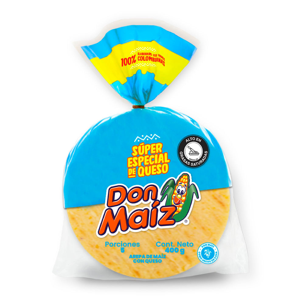 Arepas Don Maíz Súper Especial queso x5und x400g