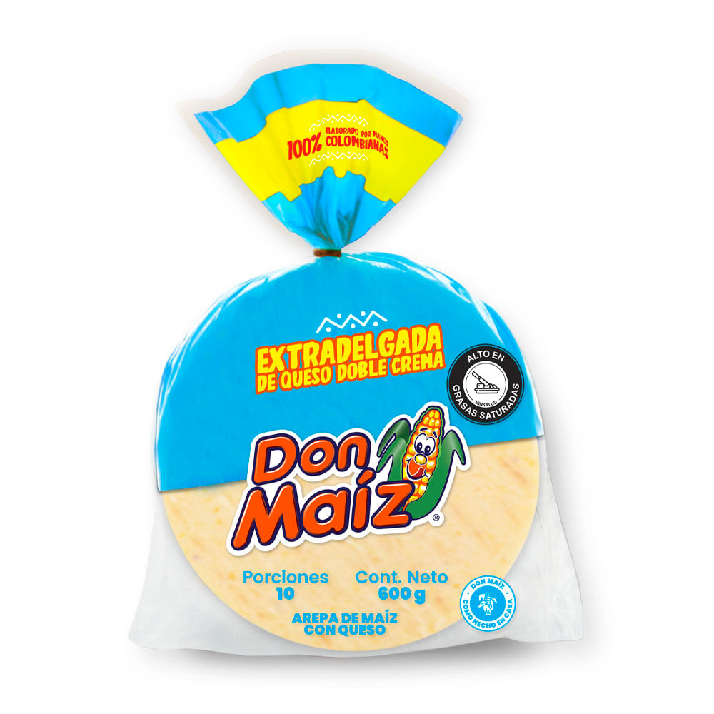 Arepas Don Maíz extradelgadas de queso x10und x600g