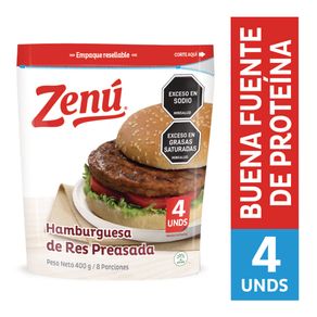 Hamburguesa res Zenú preasada x400g