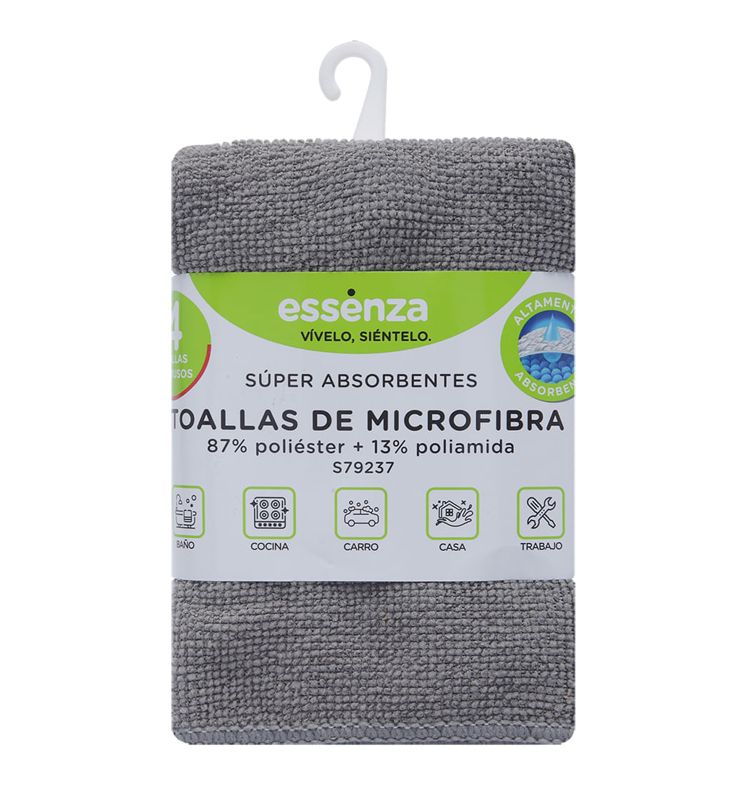 Paños De Microfibra Multiusos 30x30Cm 4Unidades Multicolor - Essenza