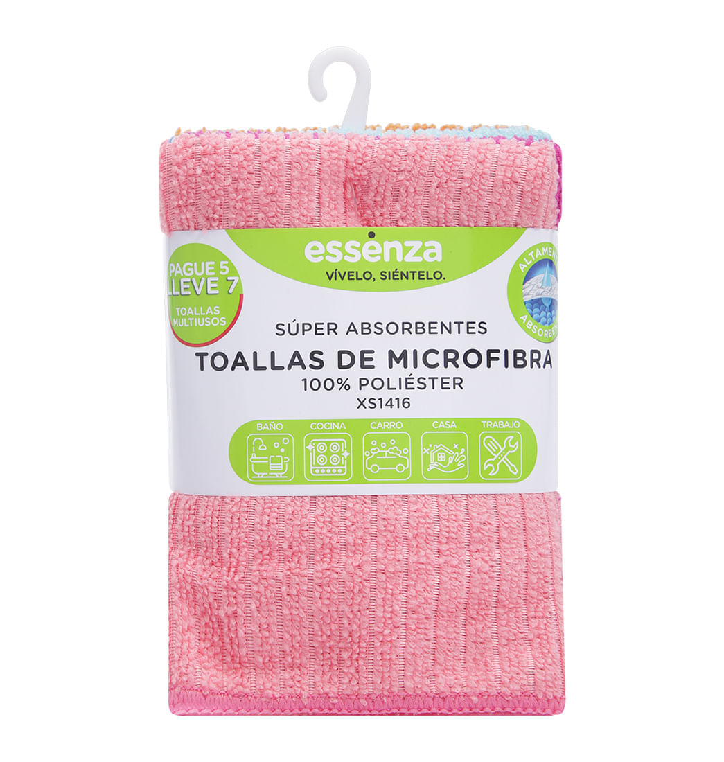 Set Paños De Microfibra Multiusos 30x30Cm Pague 5 Lleve 7 Multicolor - Essenza