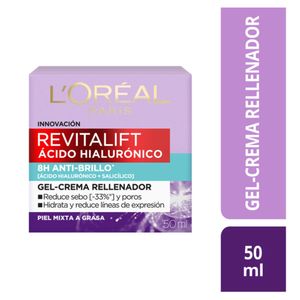 Gel Crema Loreal Paris Anti-brillo Ácido Hialurónico Frasco x 50 ml