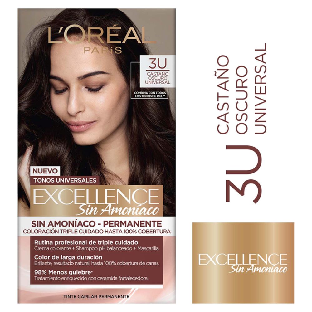 Tinte Excellence Nudes 3U Castaño Oscuro x117.5ml