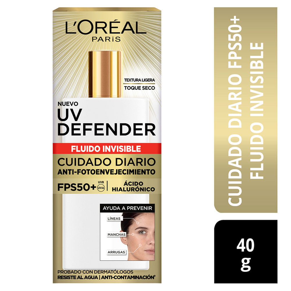 Protector Solar Fluido Uv Defender SPF50+ Loreal Paris