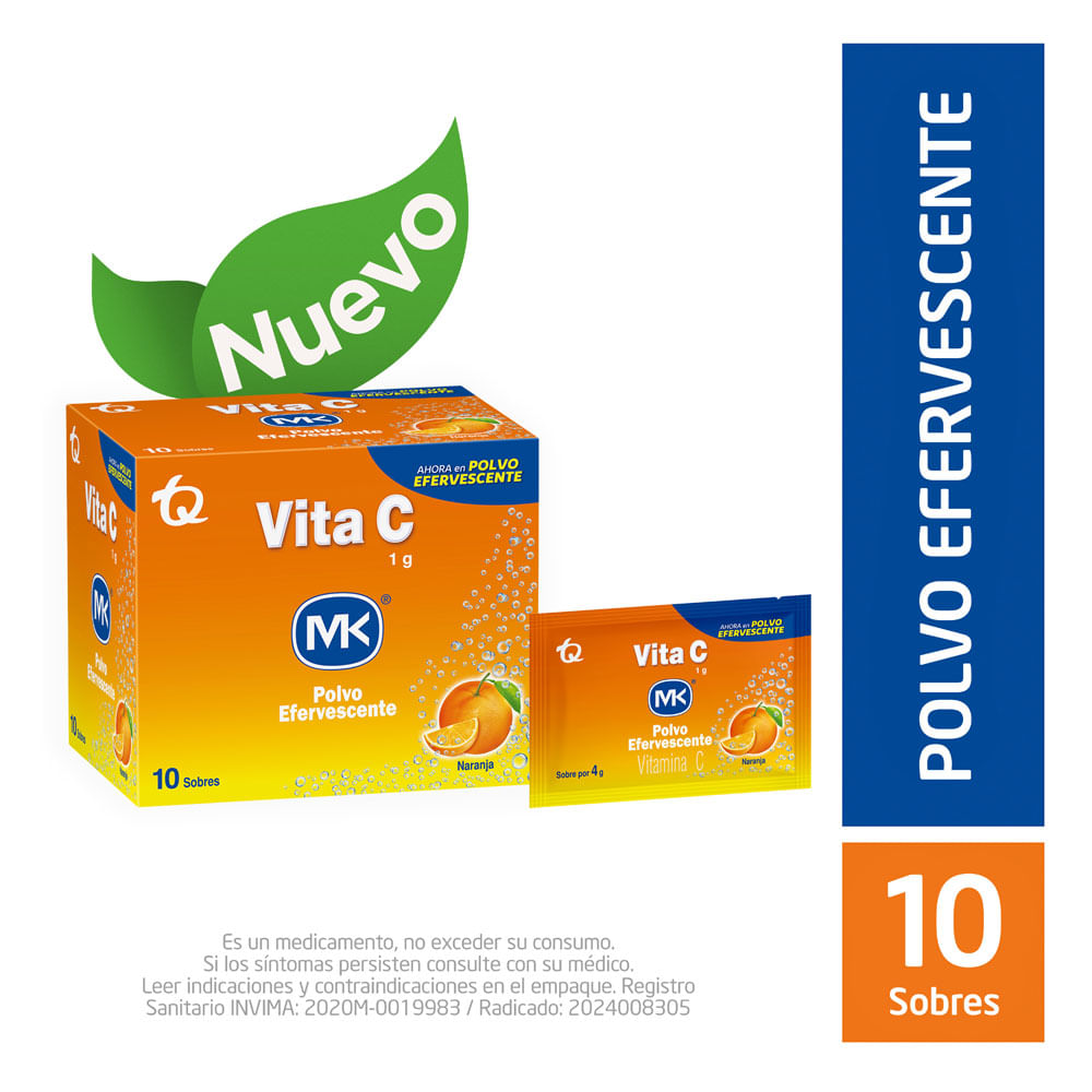 Vitamina C Mk Naranja Efervescente x10 Sobres x1grs