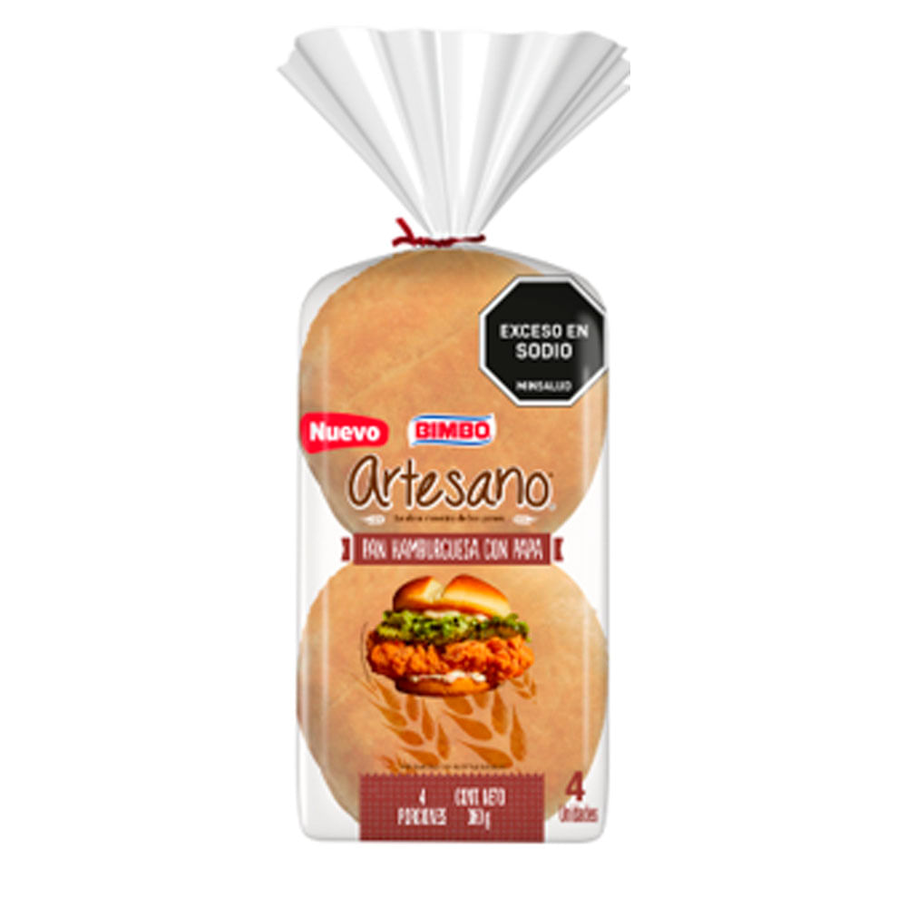 Pan Bimbo Artesano de Papa Hamburguesa x4 Und x360grs