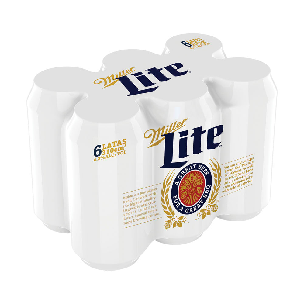 Cerveza Miller Lite Lata x6 x310ml