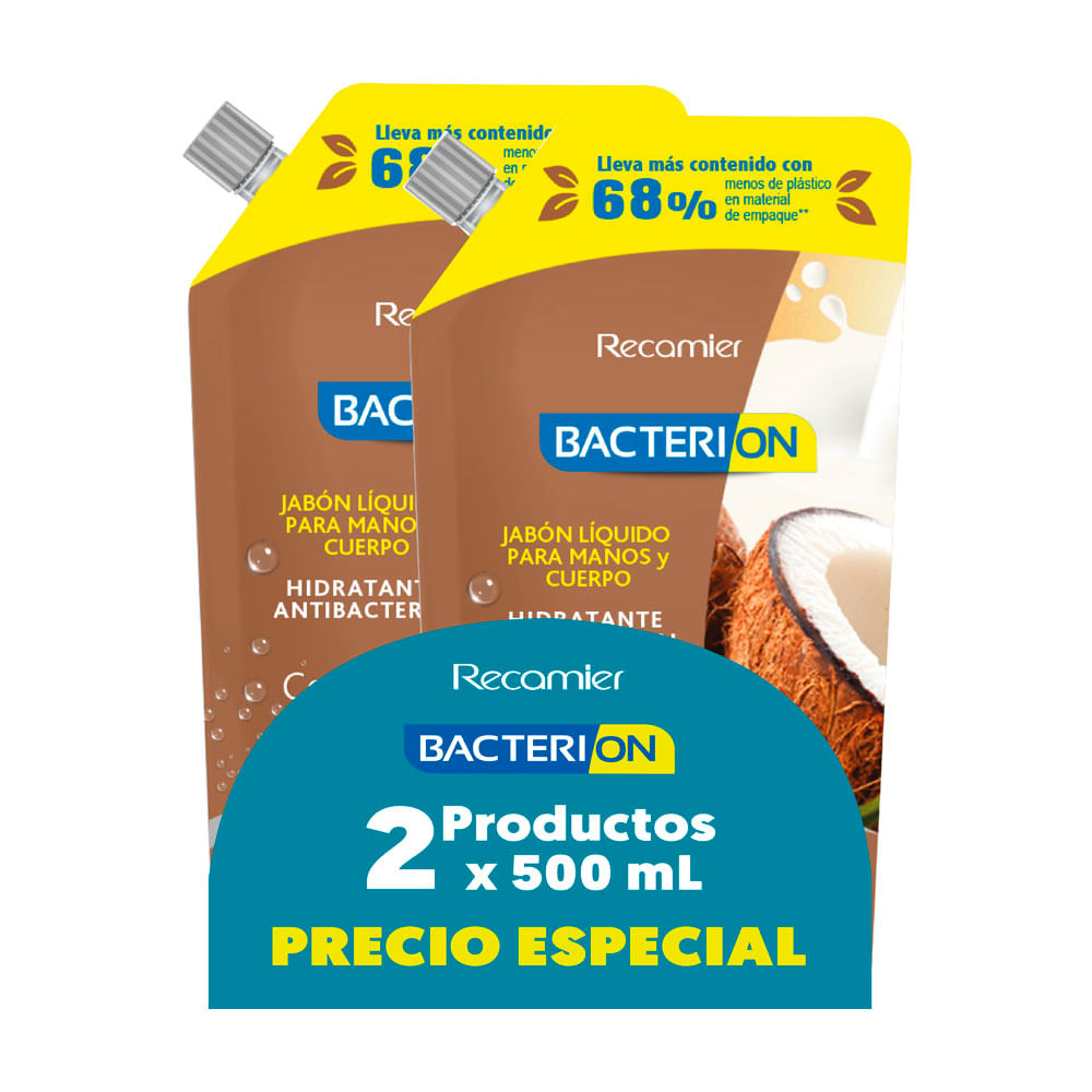 Jabon Bacterion Vainilla x2 Und x500ml