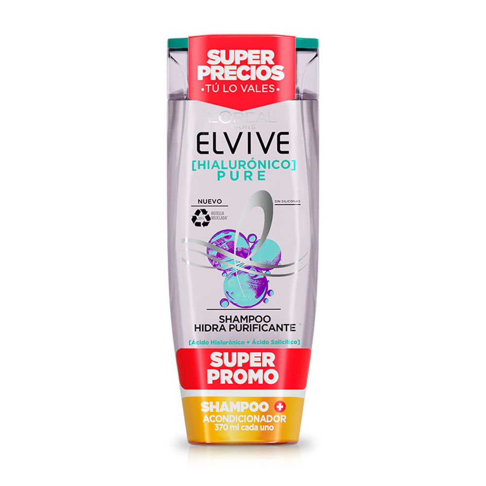 Shampoo Elvive Hialurónico Pure + Acondicionador x370ml