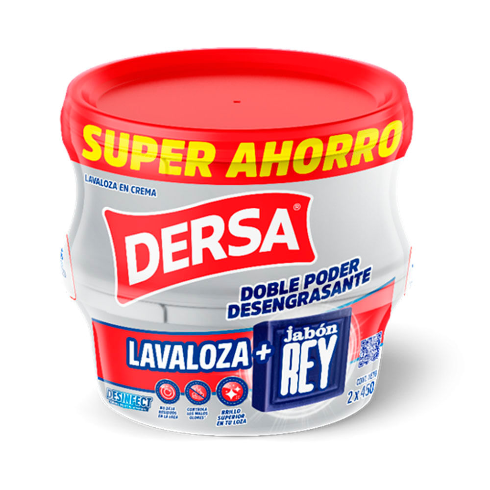 Lavaloza Dersa + Jabon Rey Crema x2 Und x450grs