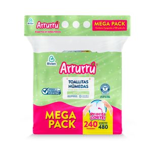 Toallitas Húmedas Arrurú Aloe Manzana x2 Paquetes x120 Und