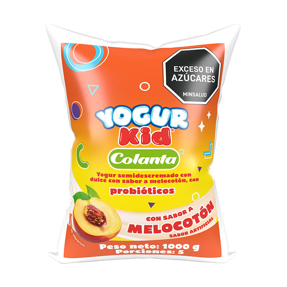 Yogur Colanta Kid Melocotón Bolsa x1000grs
