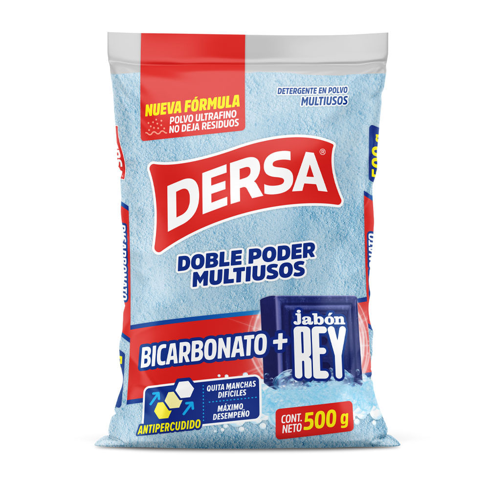 Detergente Dersa Polvo Bicarbonato + Jabon Rey x500grs