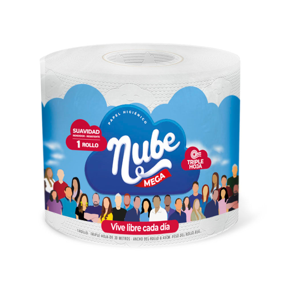 Papel Higiénico Nube Triple Hoja x1 Rollo x30mts