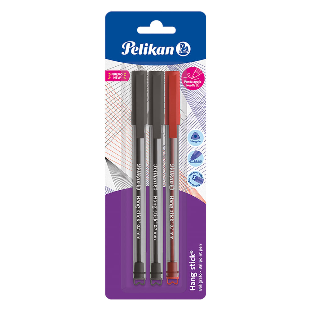 Bolígrafos Pelikan Hang Stick 2 Color Negro + 1Rojo