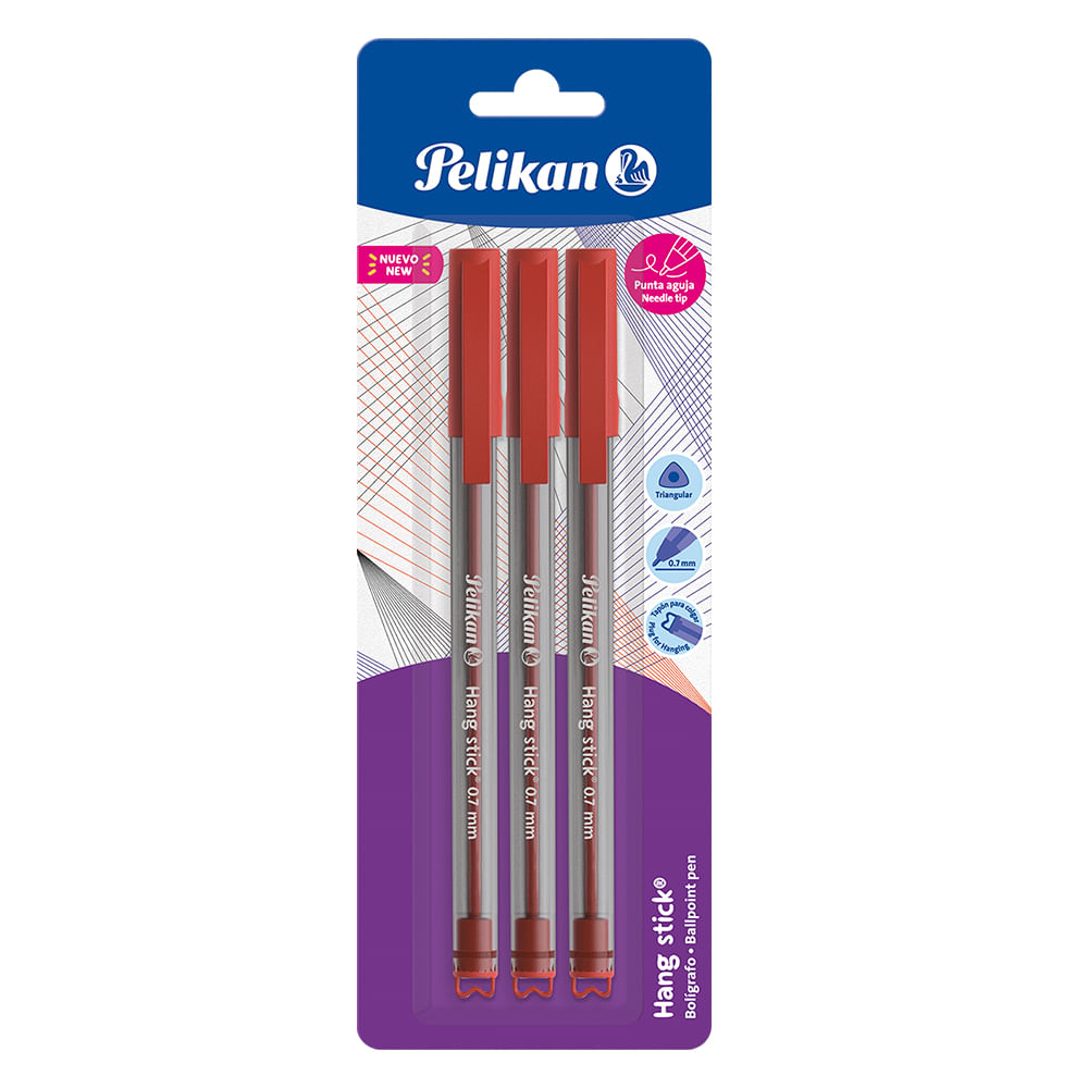 Bolígrafos Pelikan Hang Stick Color Rojo X3 Und