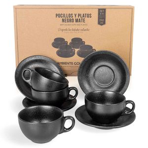Set Pocillo Ambiente Gourmet + Plato Negro