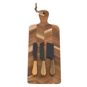 Set Tabla Ambiente Gourmet + Cuchillo Acero Madera