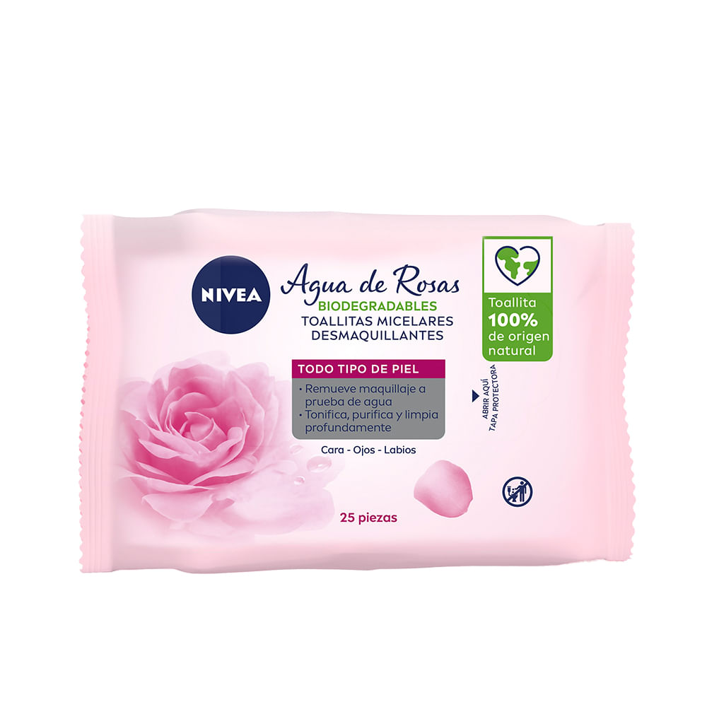 Toallitas Desmaquilladora Nive Agua Rosa Micelares x25 Und