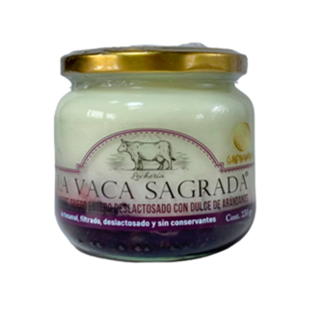 Yogurt La Vaca Sagrada Griego Deslactosada Arándano  x230grs