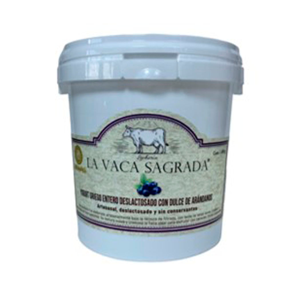 Yogurt La Vaca Sagrada Griego Deslactosada Arándano  x1000grs