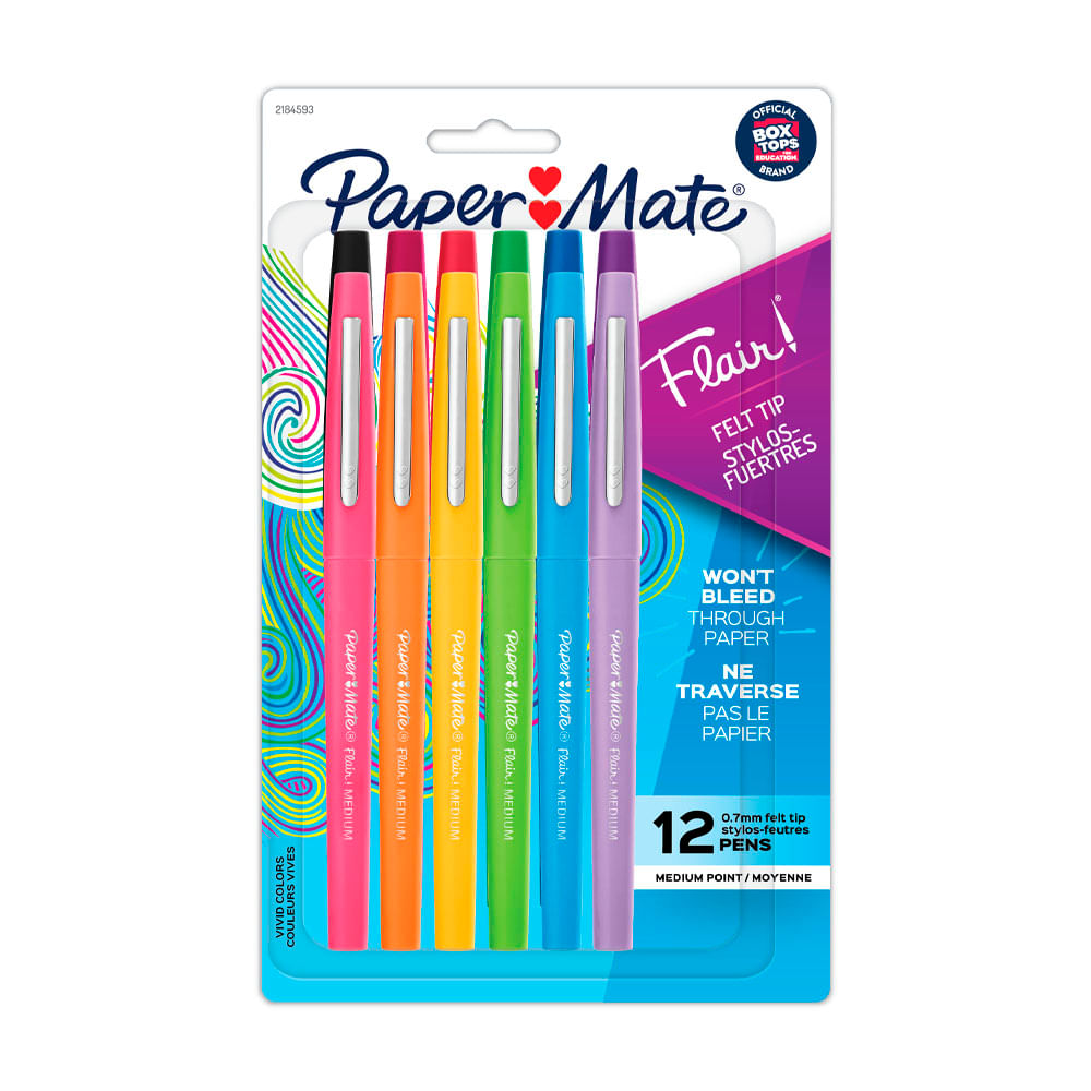 Bolígrafo Paper Mate Flair Punta Media Surtido x12 Und