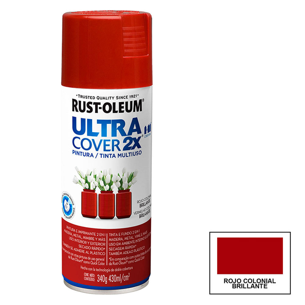 Pintura de spray 430ml Ultra cover 2X rojo colonial brillante Rust-Oleum