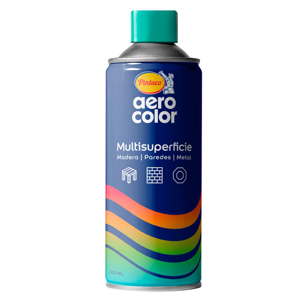 Pintura multisuperficie negro semi br 300ml Aerocolor