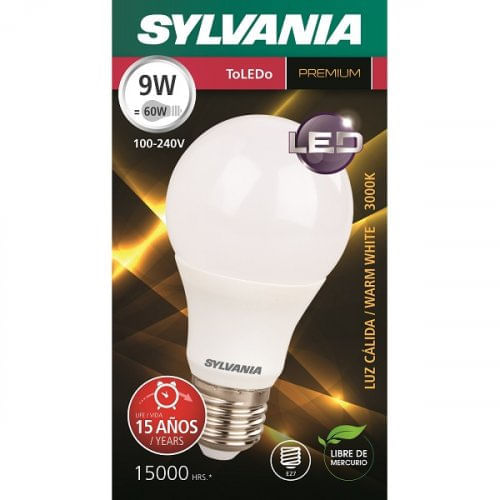 Bombillo Led 9W 750 Lúmenes Luz Cálida E27 Sylvania