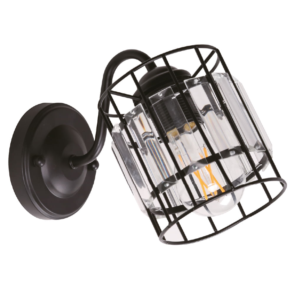 Lámpara Pared Clasi Negro Jaula 1L E27 40W