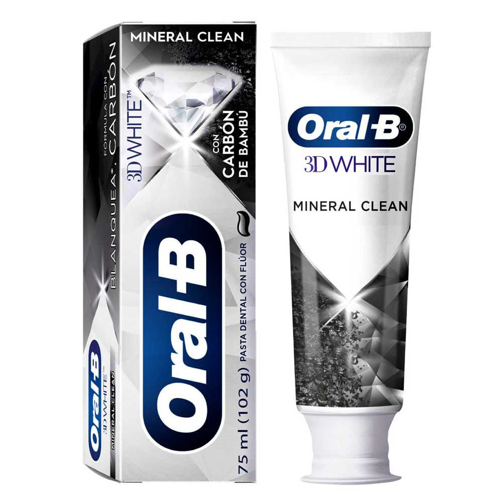 Crema de Dientes Oral B 3D White Mineral Clean Carbón de Bambú con Flúor 75 ml
