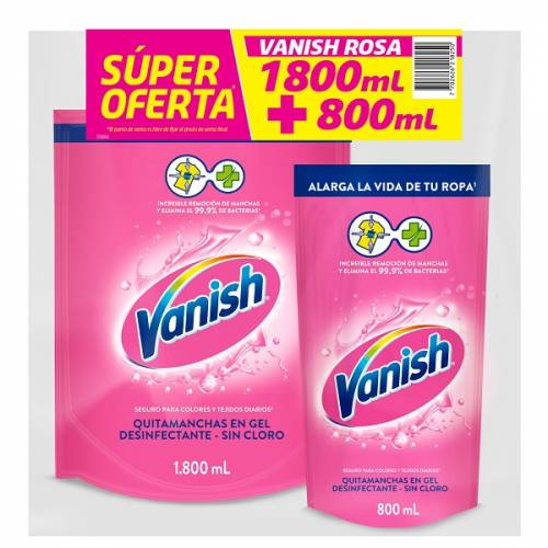 Desmanchador Vanish Rosa 1800 ml Dp Más 800ml Dp