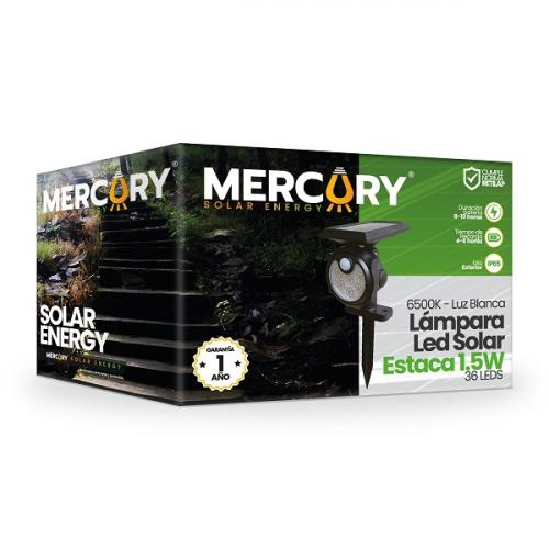 Lampara Led Solar Estaca 1.5W 6500K M3-Negro C-Sensor 36L-Smd Mercury