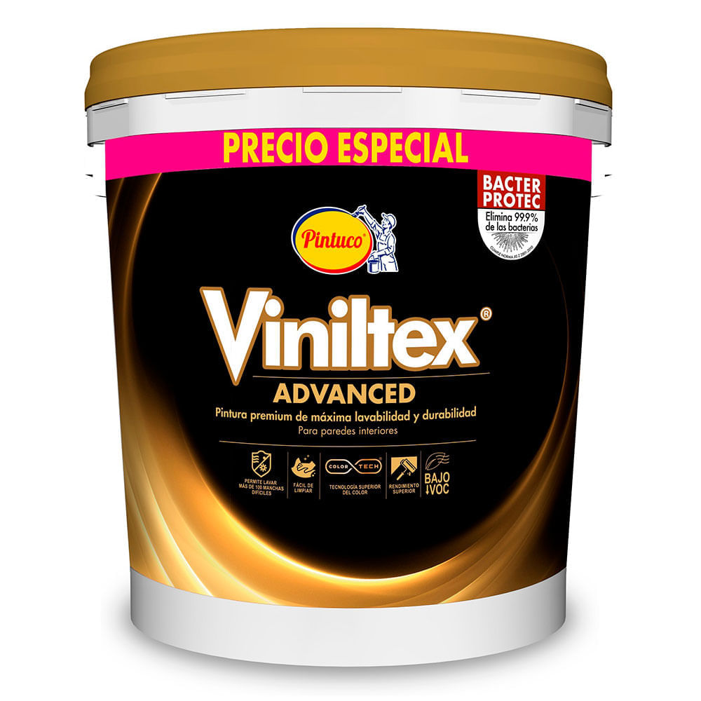 Pintura Viniltex Advanced blanco mate 2.5 galones