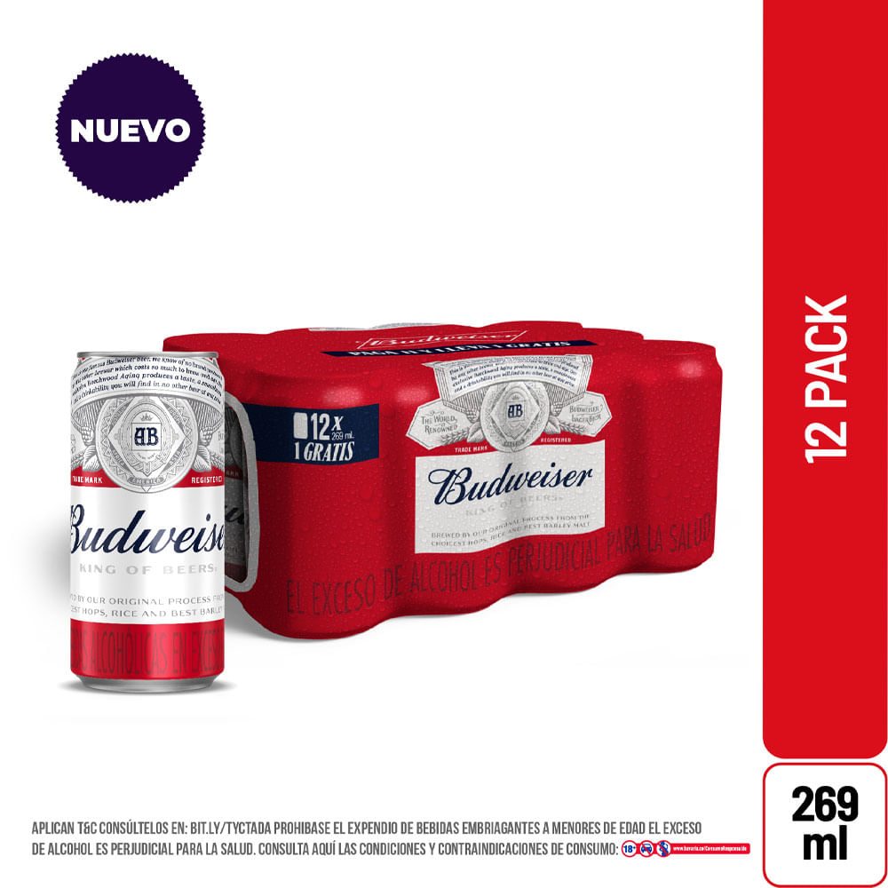 Cerveza Lata Budweiser x12 Und x269ml