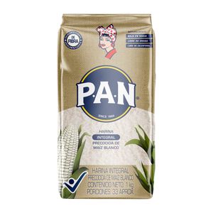 Harina PAN integral maíz blanco x1000g