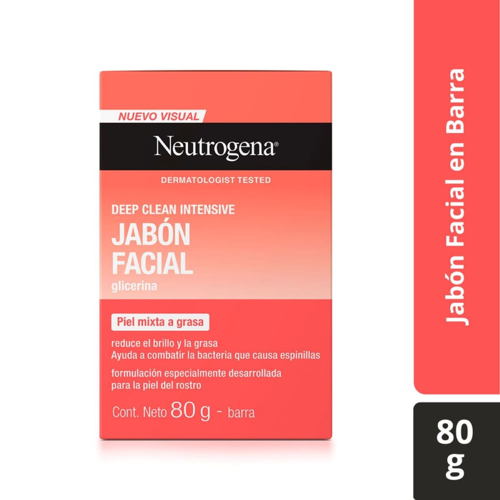 Jabón Facial En Barra Neutrogena Deep Clean Intensive Glicerina 80 G