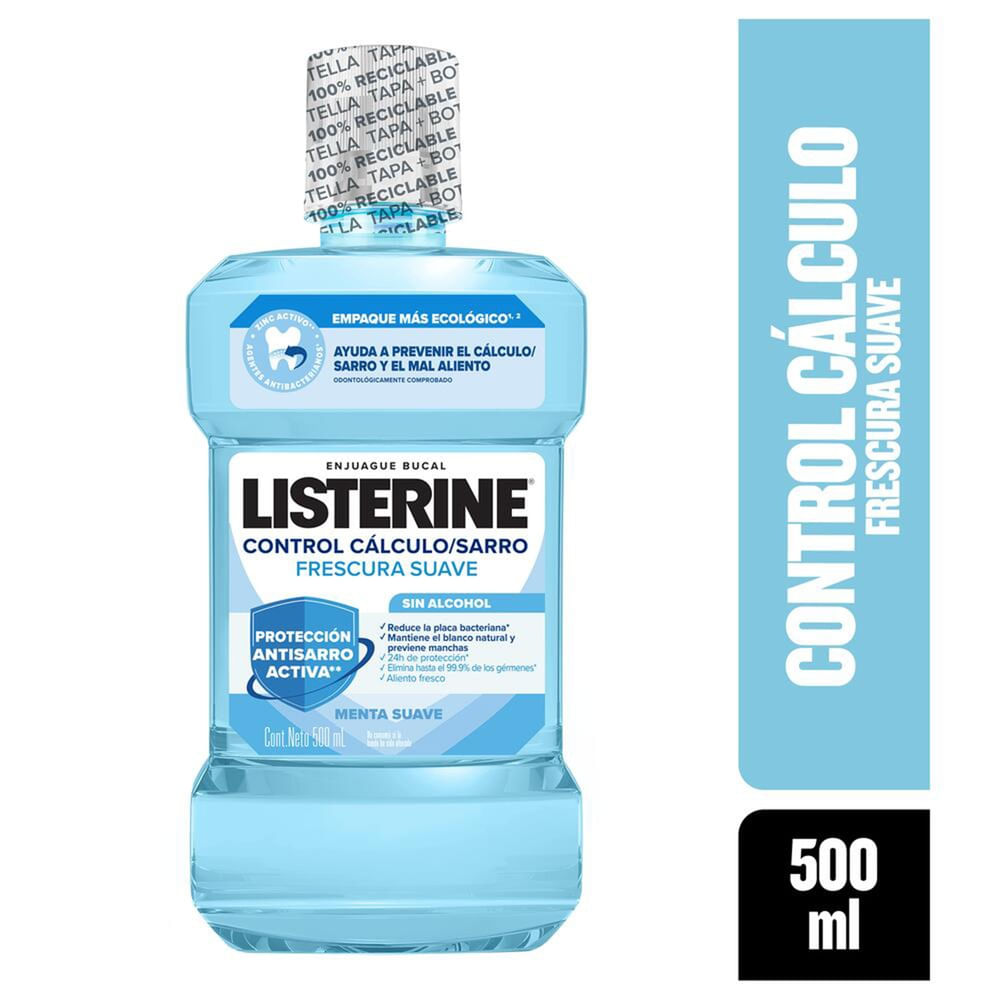 Enjuague Bucal Listerine®  Control Cálculo/Sarro Frescura Suave Sin Alcohol 500ml