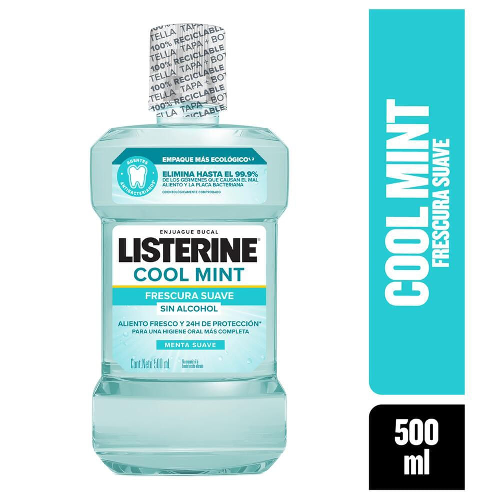 Enjuague Bucal Listerine®  Coolmint Frescura Suave Sin Alcohol 500ml