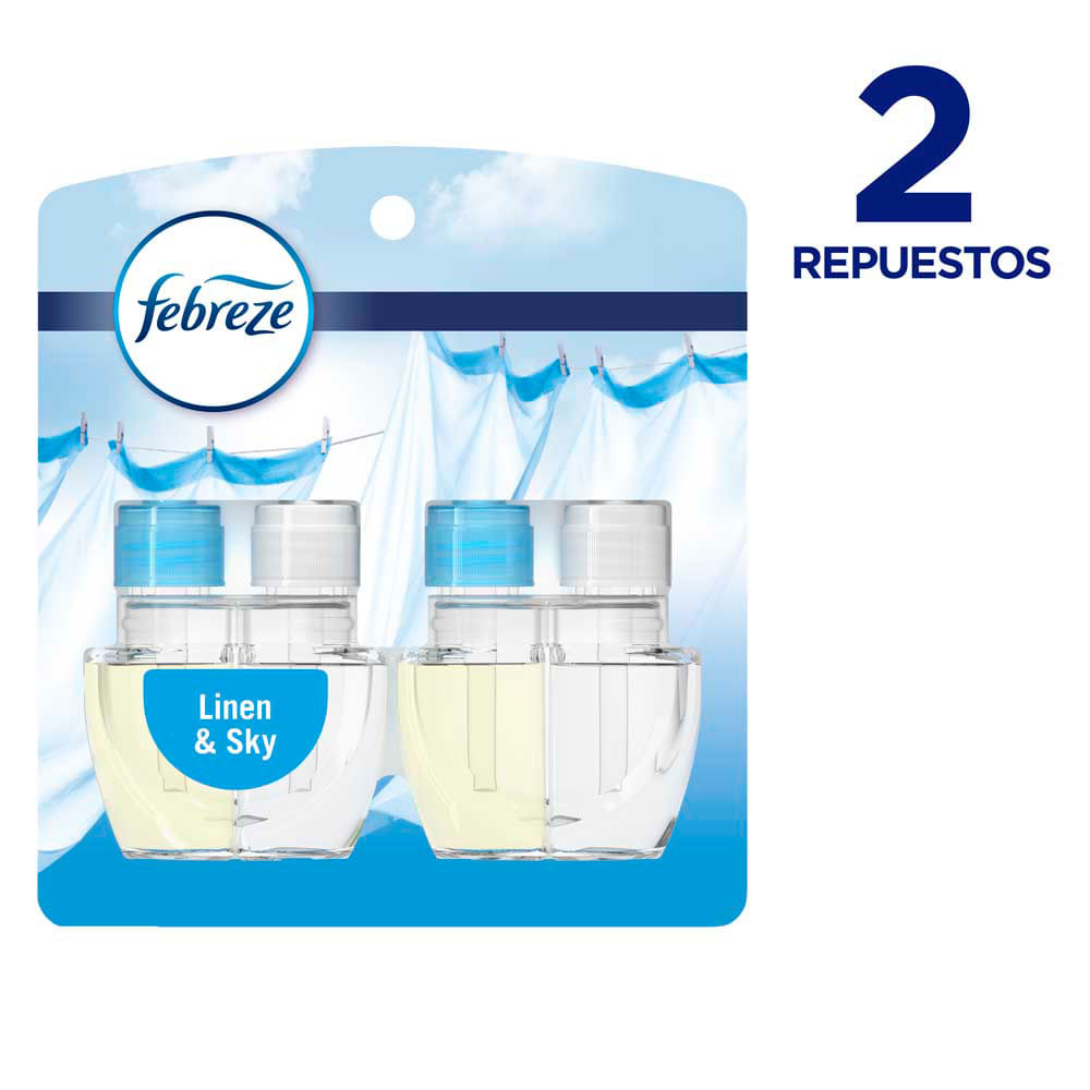 Repuestos para Aromatizante Hogar Febreze Plug Linen Sky Aroma Fresco y Ligero x2 Und