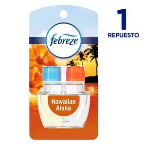 Repuesto para Aromatizante Hogar Febreze Plug Hawaiian Aloha Tropical Aroma Cítrico con Notas a Piña, Melón y Durazno x1 Und