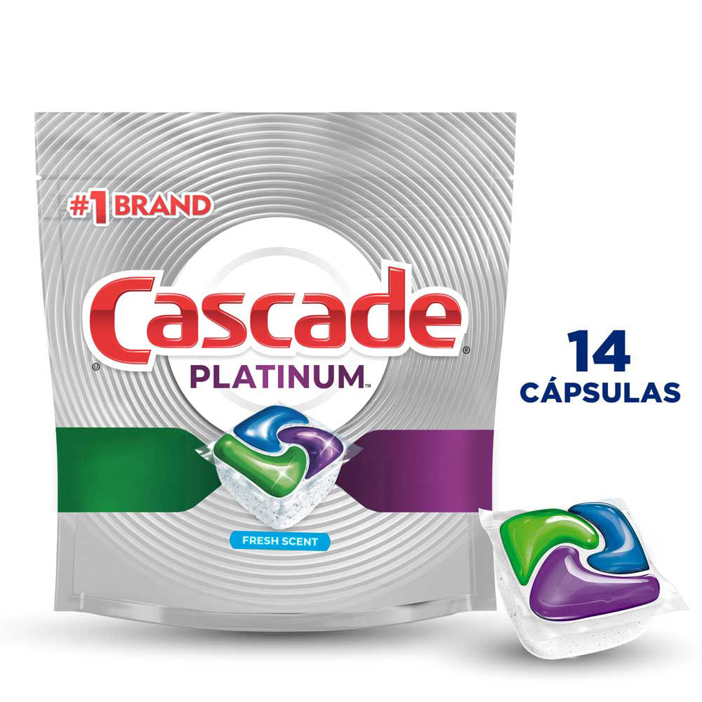 Detergente en Cápsulas para  Lavaplatos Cascade Platinumx14 Und