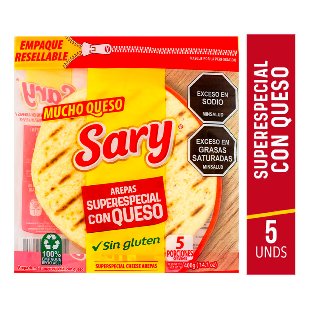 Arepas Sary Superespecial con queso x5und x400g