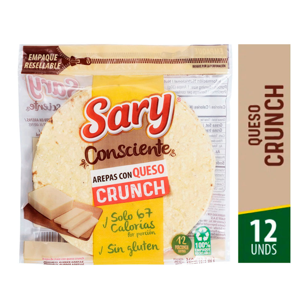 Arepas Sary Crunch con queso x12und x360g