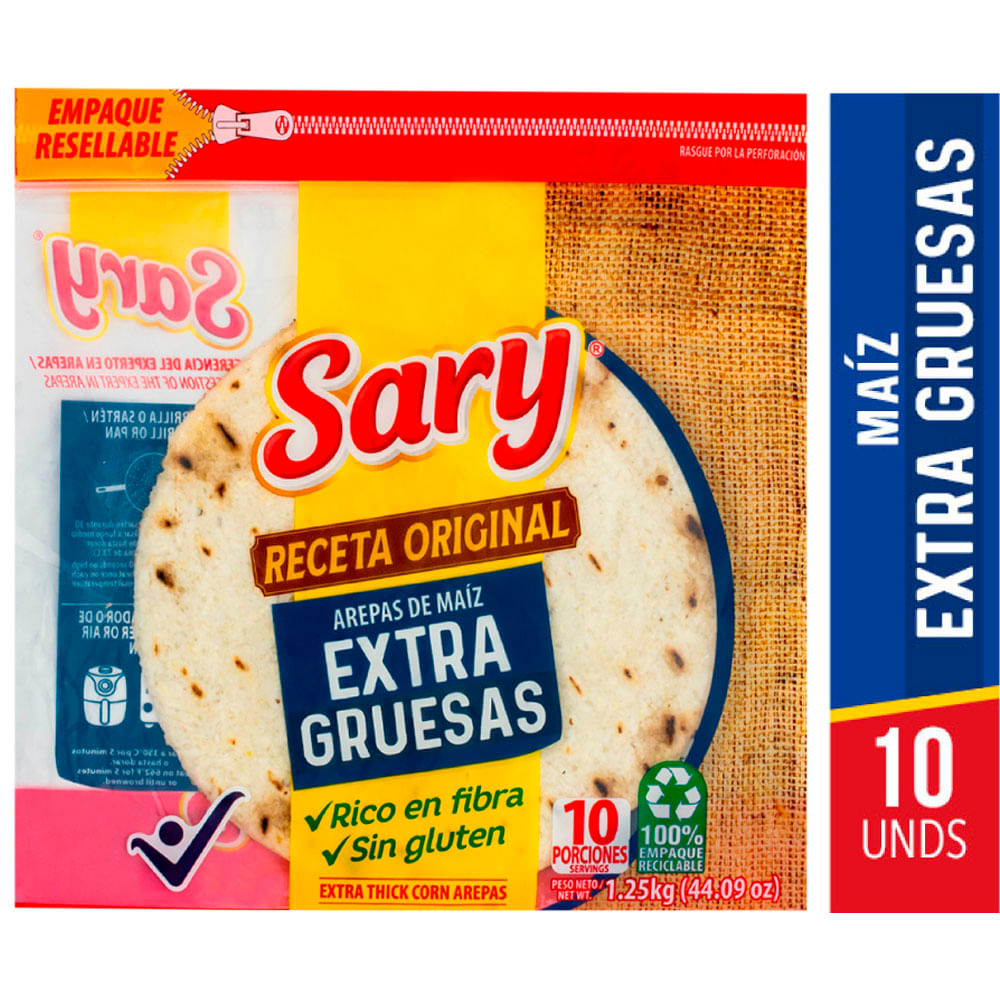 Arepas De Maíz Sary Extragruesas x10und x1250g